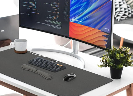 Office Desk Protector 80x40cm Truffle Grey Faux Leather for Keyboard and Mouse