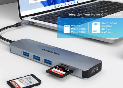 OBERSTER USB C Hub 6 in 1 USB C Adapter for Mac Windows Dual Display HDMI Type
