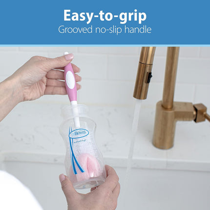 Dr Brown's Baby Bottle Cleaning Brush Pink Bottle Cleaner with Teat Cleaner 2 Pk