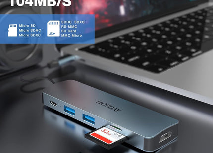 USB C Docking Station Mac Windows iPad Pro Adapter 6 in 1 with 4K HDMI SD Reader