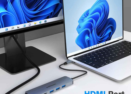 6 in 1 Docking Station USB C Adapter with 4K HDMI USB 3.0 5Gpbs SD&TF Card Slot