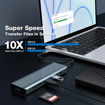 USB C Docking Station 9-in-1 with HDMI 4K SD/TF Slots USB for Mac Windows Linux
