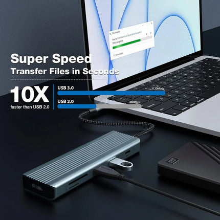 USB C Docking Station 9-in-1 with HDMI 4K SD/TF Slots USB for Mac Windows Linux
