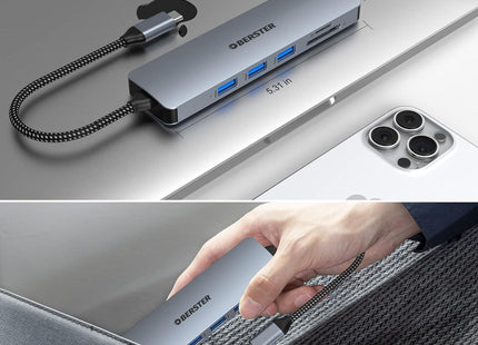 OBERSTER USB C Hub 6 in 1 USB C Adapter for Mac Windows Dual Display HDMI Type