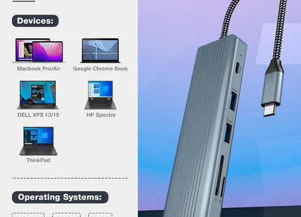 USB C Docking Station 9-in-1 with HDMI 4K SD/TF Slots USB for Mac Windows Linux