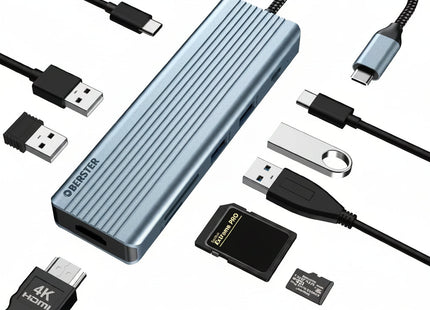USB C Docking Station 9-in-1 with HDMI 4K SD/TF Slots USB for Mac Windows Linux