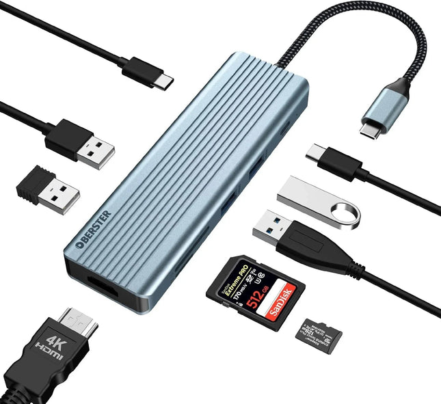 USB C Docking Station 9-in-1 with HDMI 4K SD/TF Slots USB for Mac Windows Linux