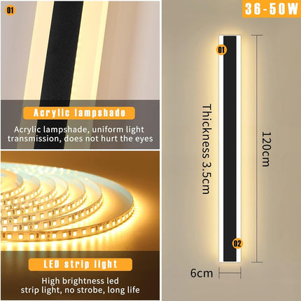 Outdoor Wall Light 120CM 42W LED Warm White 3000K for Garden Balcony Mikeru