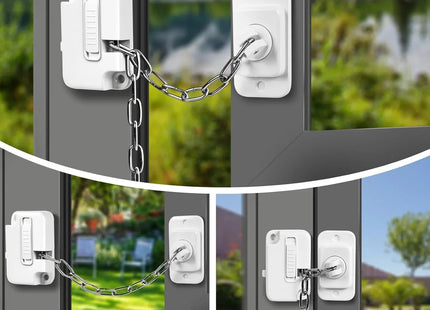 Child Window Locks Adjustable Restrictor for Windows and Doors White 2 Pack PET
