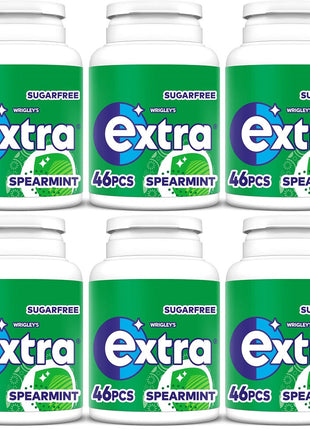 6 x Extra Spearmint Chewing Gum Bottle - 46PCE