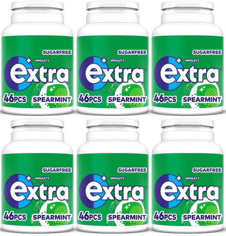 6 x Extra Spearmint Chewing Gum Bottle - 46PCE