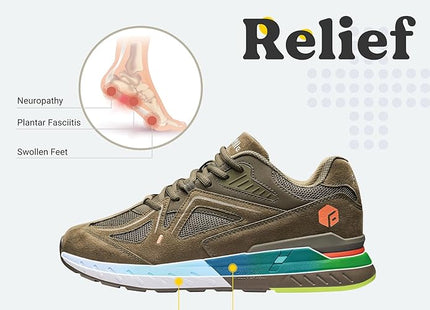 UK 12 FitVille Mens Extra Wide Fit Trainers Running Flat Feet Plantar Fasciitis