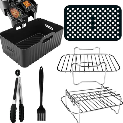 Dual Air Fryer Accessories 6Pcs Set With Racks Compatible Ninja Foodi and Others