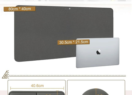 Office Desk Protector 80x40cm Truffle Grey Faux Leather for Keyboard and Mouse