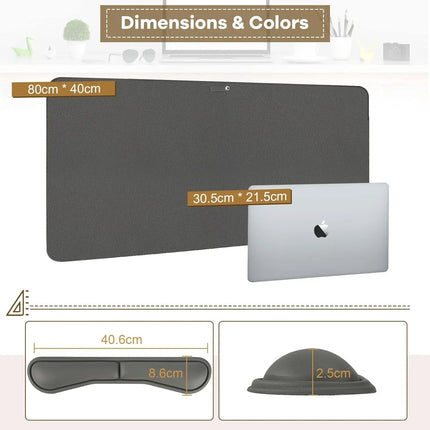 Desk Protector Faux Leather Multifunctional Office 80cm * 40cm - Truffle Grey