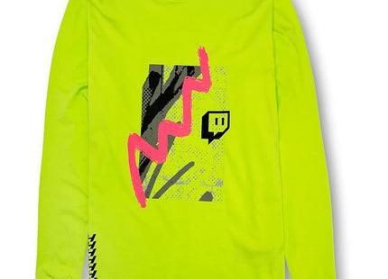 Twitch Long Sleeve Tee Unisex, Regular Fit, Cotton, Neon Yellow Top, Size M