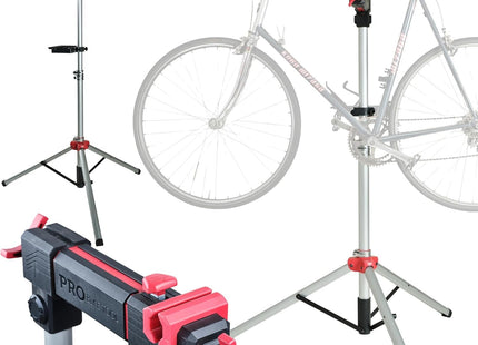 Bike Repair Stand Adjustable Metal Workstand Silver Red PRO BIKE TOOL