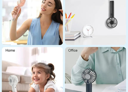Hand-held Fan Portable Mini Fan Cooling USB Rechargeable 3 Speed With Clip Black