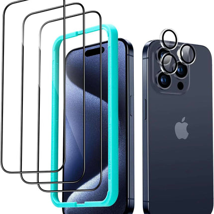 iPhone 15 Pro Max Premium Screen Protectors - 3 Pack + Lens Protector 2 lots = 6