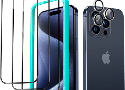 iPhone 15 Pro Max Premium Screen Protectors - 3 Pack + Lens Protector 2 lots = 6
