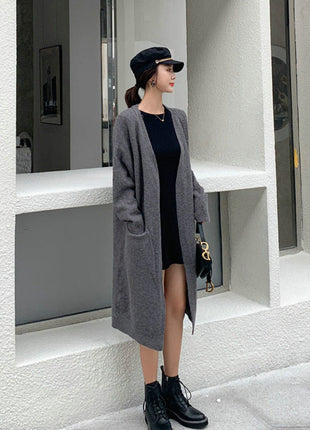 Autumn And Winter Clothing New Loose Mid-length Knitted Coat For Women