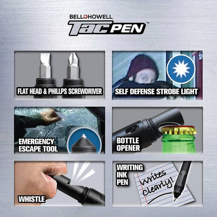 Tactical Pen Multi-Function 9-in-1 Including Aluminium Wallet Card Tool 2 Pack
