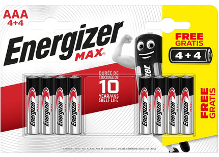 Energizer Max AAA Alkaline Batteries - Pack of 8