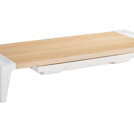 ProperAV Monitor Riser Stand with Height Adjustable with Drawer - Wood Effect