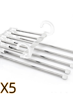 5 In 1 Wardrobe Hanger Multi-functional Clothes Hangers Pants Stainless Steel Magic Wardrobe Clothing Hangers For Clothes Rack