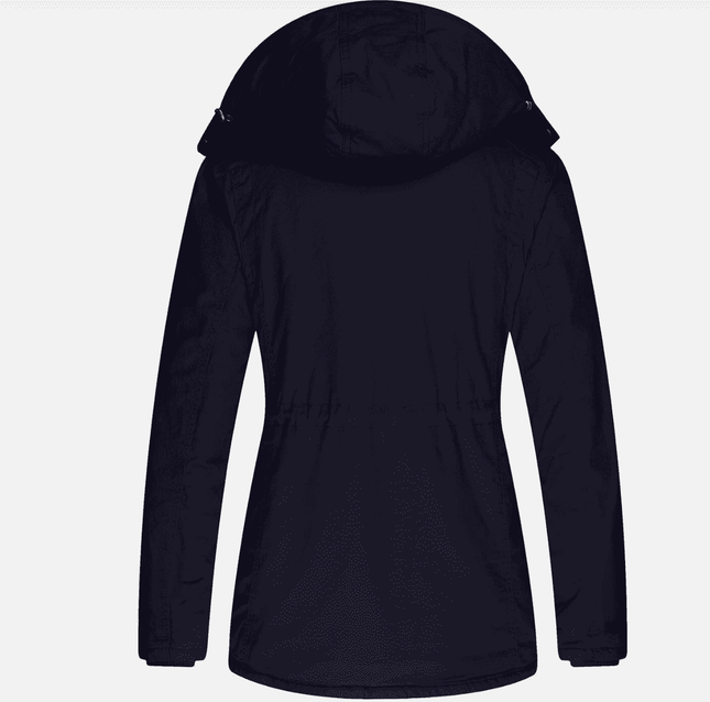 Womens Parka Coat Winter Sherpa Lined Hooded Twill Cotton Navy Size XL Wantdo