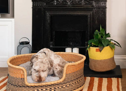 Pink, Burgundy, Navy, Woven Dog Pet Basket