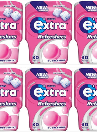 6 x Wrigley's Extra Bottle Refreshers Bubblemint 30Pc