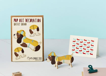 Pop Out Basset Hound Greeting Card