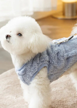 Autumn And Winter Dog Clothes Can Pull Simple Solid Color Two-legged Down Jacket Cat Warm Vest Pet Clothing