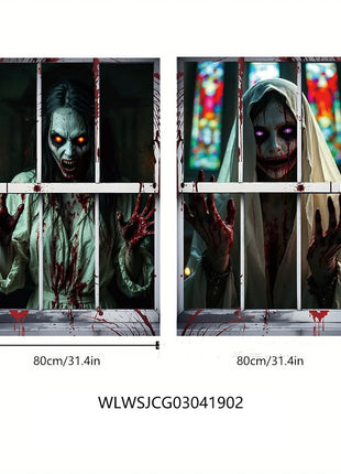 3D Holiday Window Cover Witch Halloween Window Cover