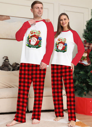 Christmas Parent-Child Clothes Set Long Sleeve T-Shirt Plaid Pants Family Matching Pajamas