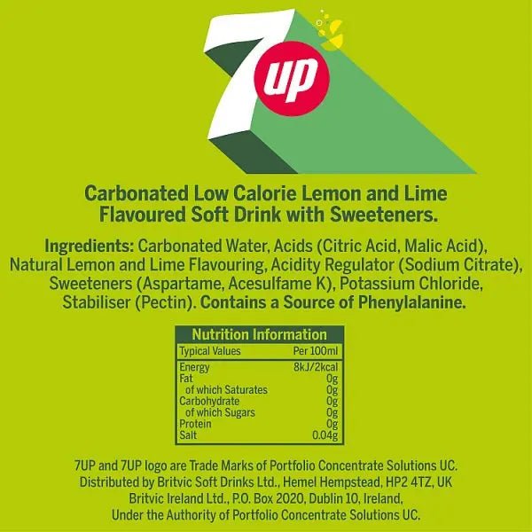 7UP Zero Sugar Free Lemon & Lime Bottles 6 x 2L (Case of 6)
