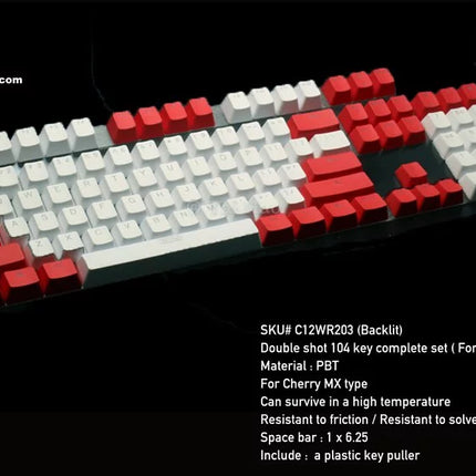 Tai-Hao PBT Backlit 114 keys Double Shot Keycaps - Red Alarm