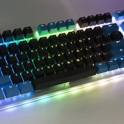 Tai-Hao Double Shot PBT Backlit Keycaps - Black + Deep Sky Blue