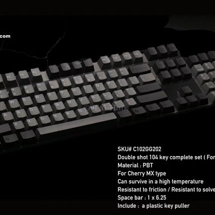 Tai-Hao PBT Double Shot Keycaps Set - Black/Grey
