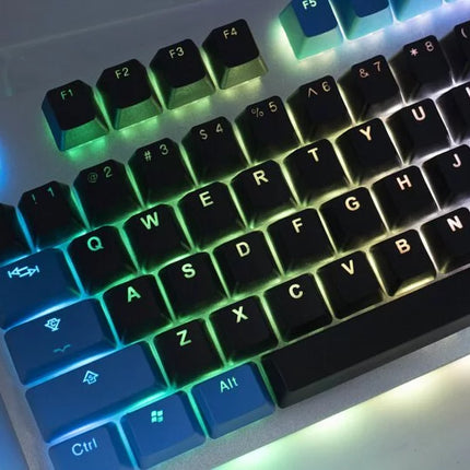 Tai-Hao Double Shot PBT Backlit Keycaps - Black + Deep Sky Blue