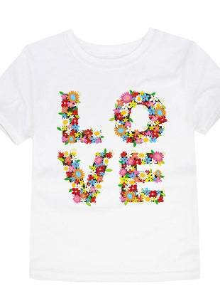 Children's Clothing Cartoon Knitted Heat Press Round Neck T-shirt