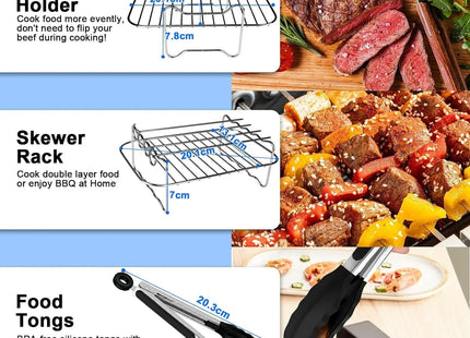 Dual Air Fryer Accessories 6Pcs Set With Racks Compatible Ninja Foodi and Others