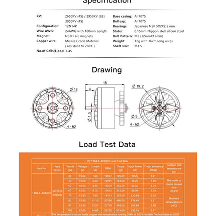 BrotherHobby VY 1504.5 Motor (2650kV, 2950kV, 3950kV) 4-6S