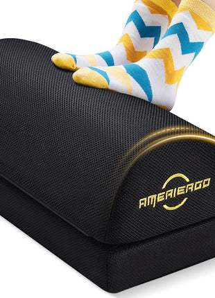 AMERIERGO Foot Rest for Under Desk at Work, Under Desk Footrest with Memory Foam, 2 Adjustable Heights Ergonomic Footrest for Office Chair & Gaming