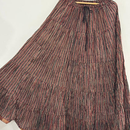 Blackfever Elegant Multicolour Striped Tiered Maxi Skirt – Free Size