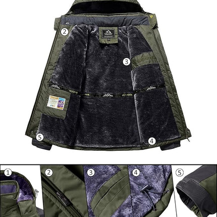 Mens Winter Ski Jacket Water Repellent Warm Lined Outdoor Coat, Size L