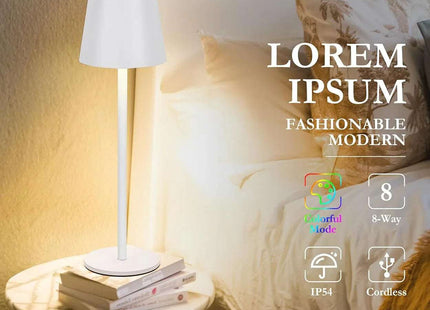 Rechargeable RGB LED Table Lamps Touch Dimmable 2 Pack IP54 White Indoor/Outdoor