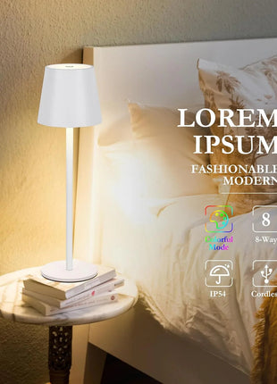 Cordless LED Table Lamp Rechargeable RGB Light Touch Dimmable IP54 White 2 Pack