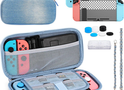 Younik Nintendo Switch Case 13 in 1 Denim with 9 Card Slots & Screen Protectors